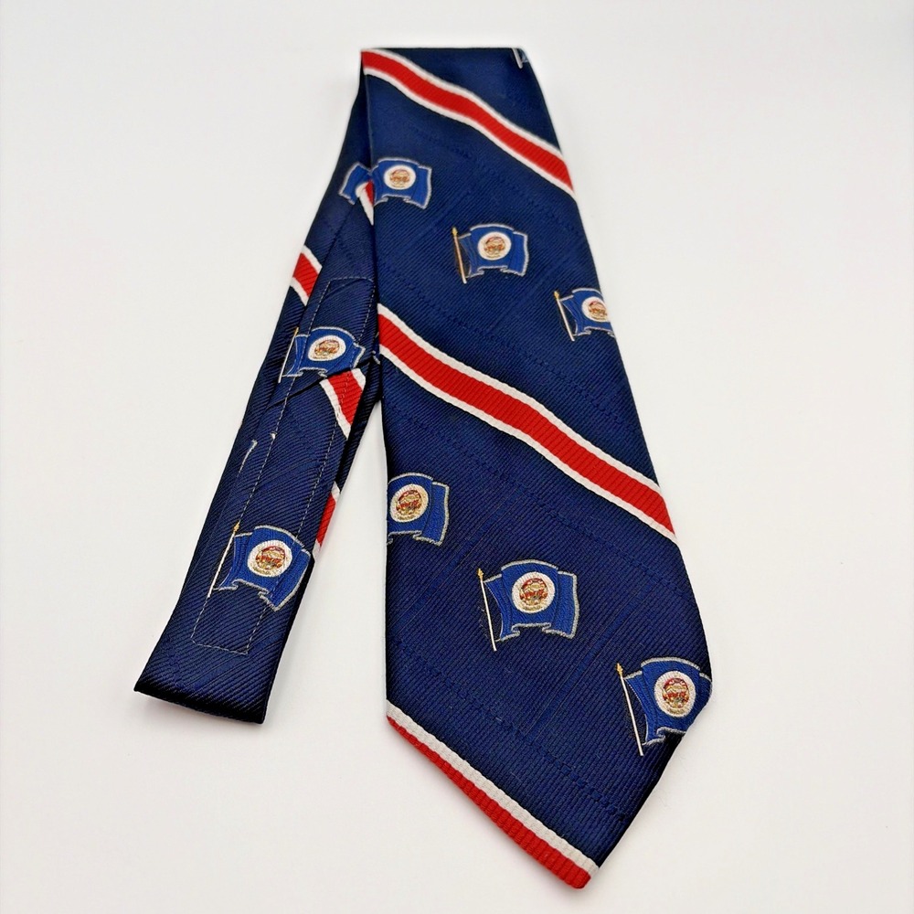 Justers Minnesota State Tie Mens One Size Blue Red White Flag Stripe Vintage